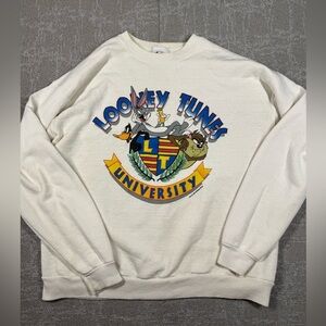 Vintage 1990s Looney Tunes University Bugs Bunnt Crew Neck Sweatshirt READ